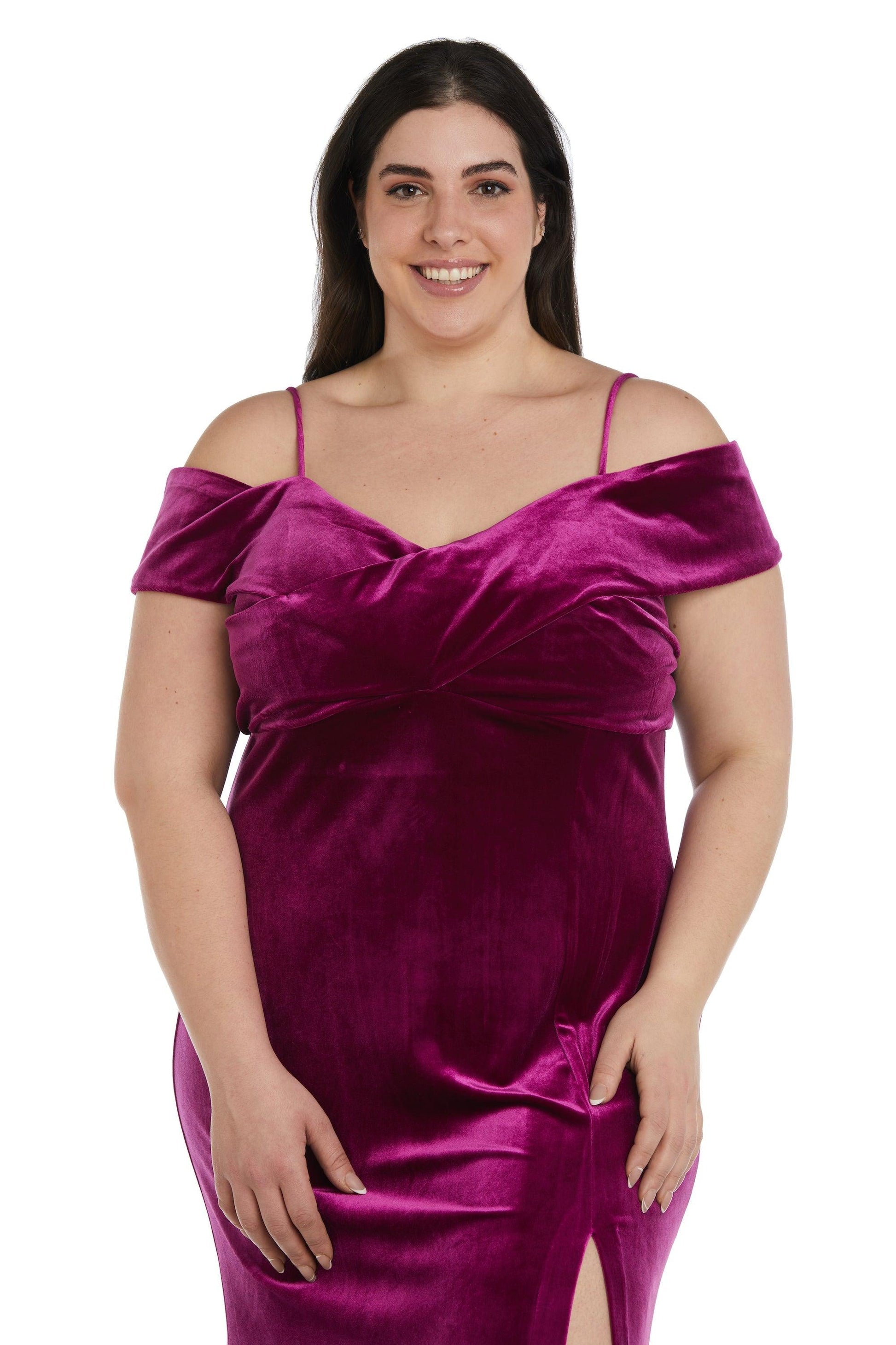 Nightway Long Plus Size Formal Velvet Dress 22094W