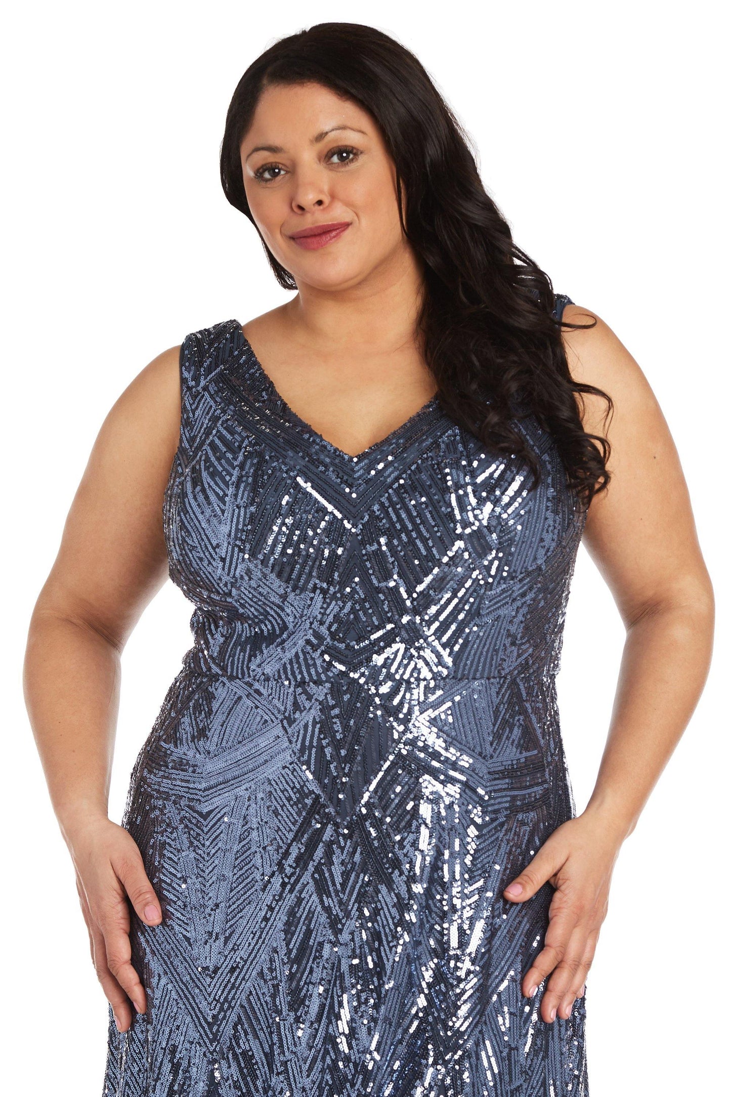 Nightway Long Plus Size Sleeveless Dress 22013W - The Dress Outlet