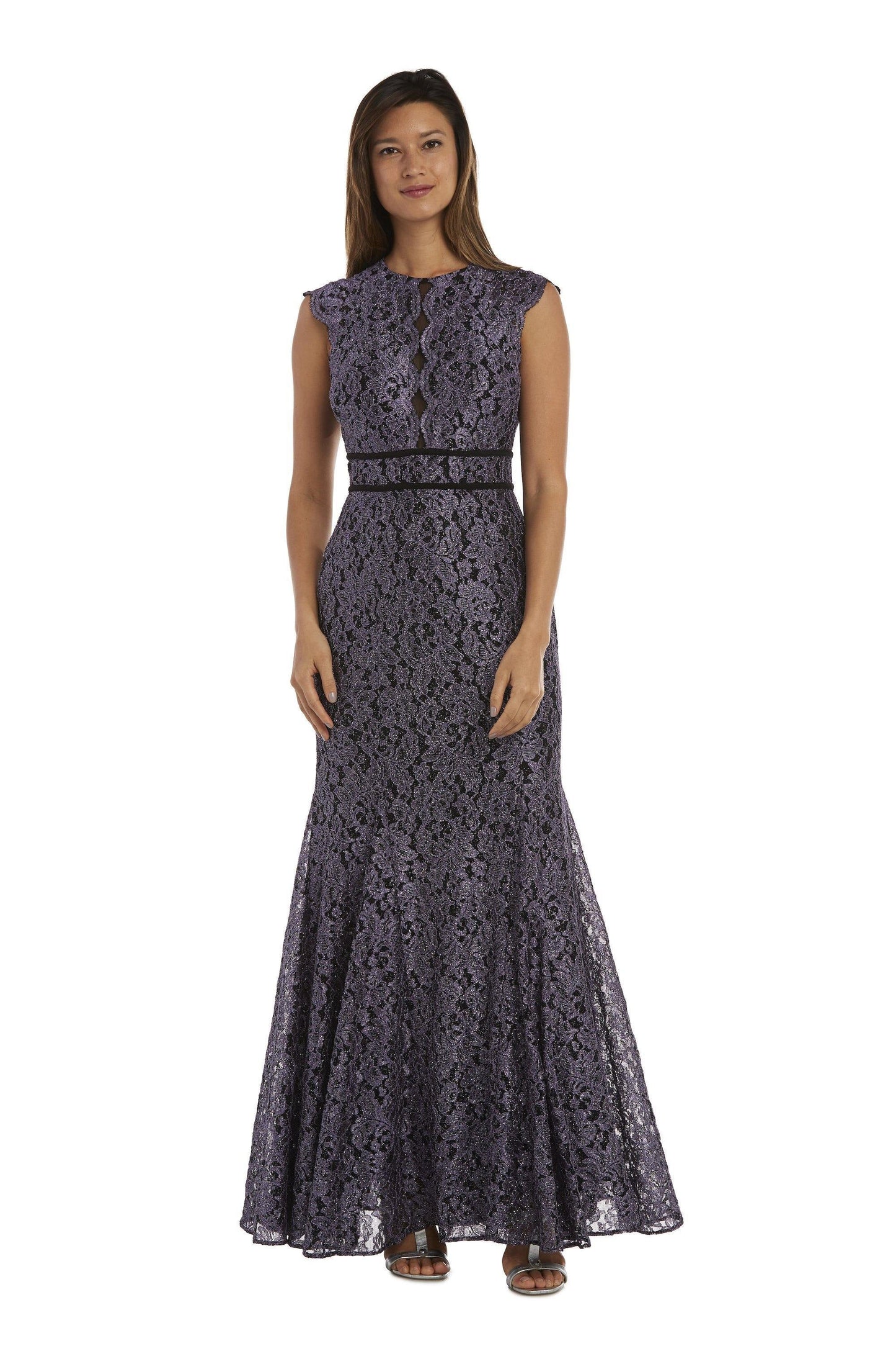 Nightway Long Sleeveless Petite Lace Dress 21842P - The Dress Outlet