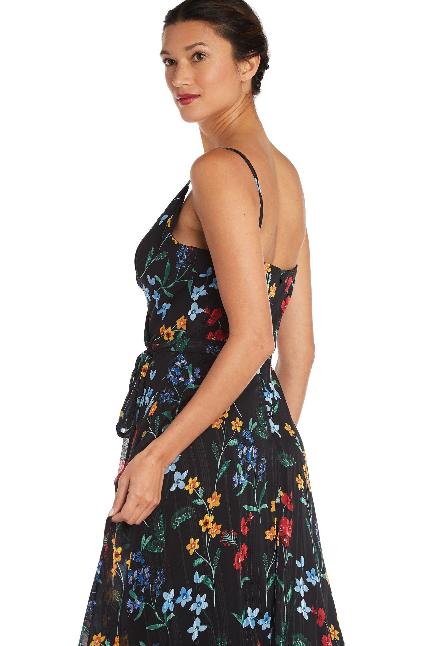 Nightway Long Spaghetti Strap Floral Dress 22040 - The Dress Outlet