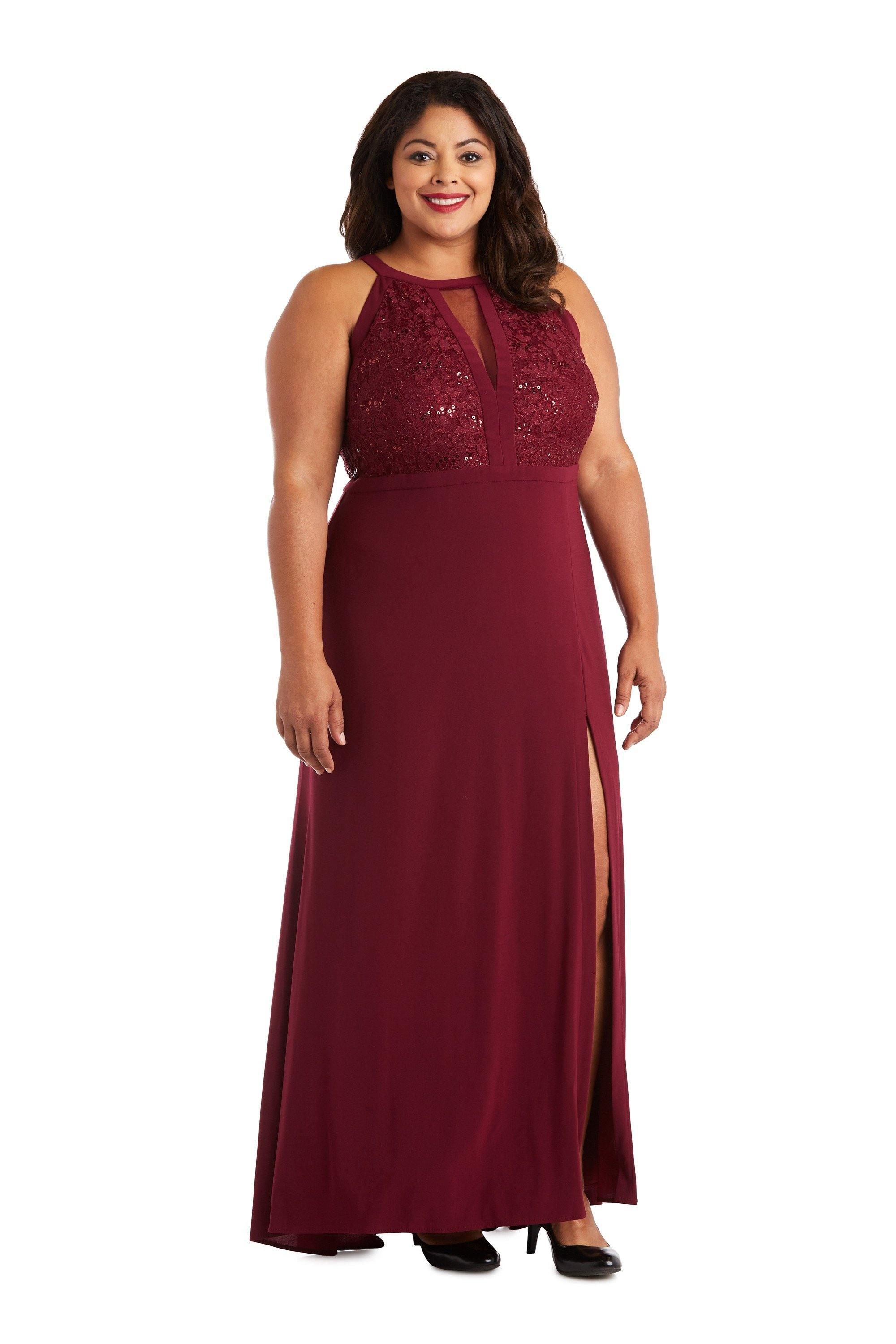 Nightway Plus Size Long Formal Halter Gown 21434WM - The Dress Outlet