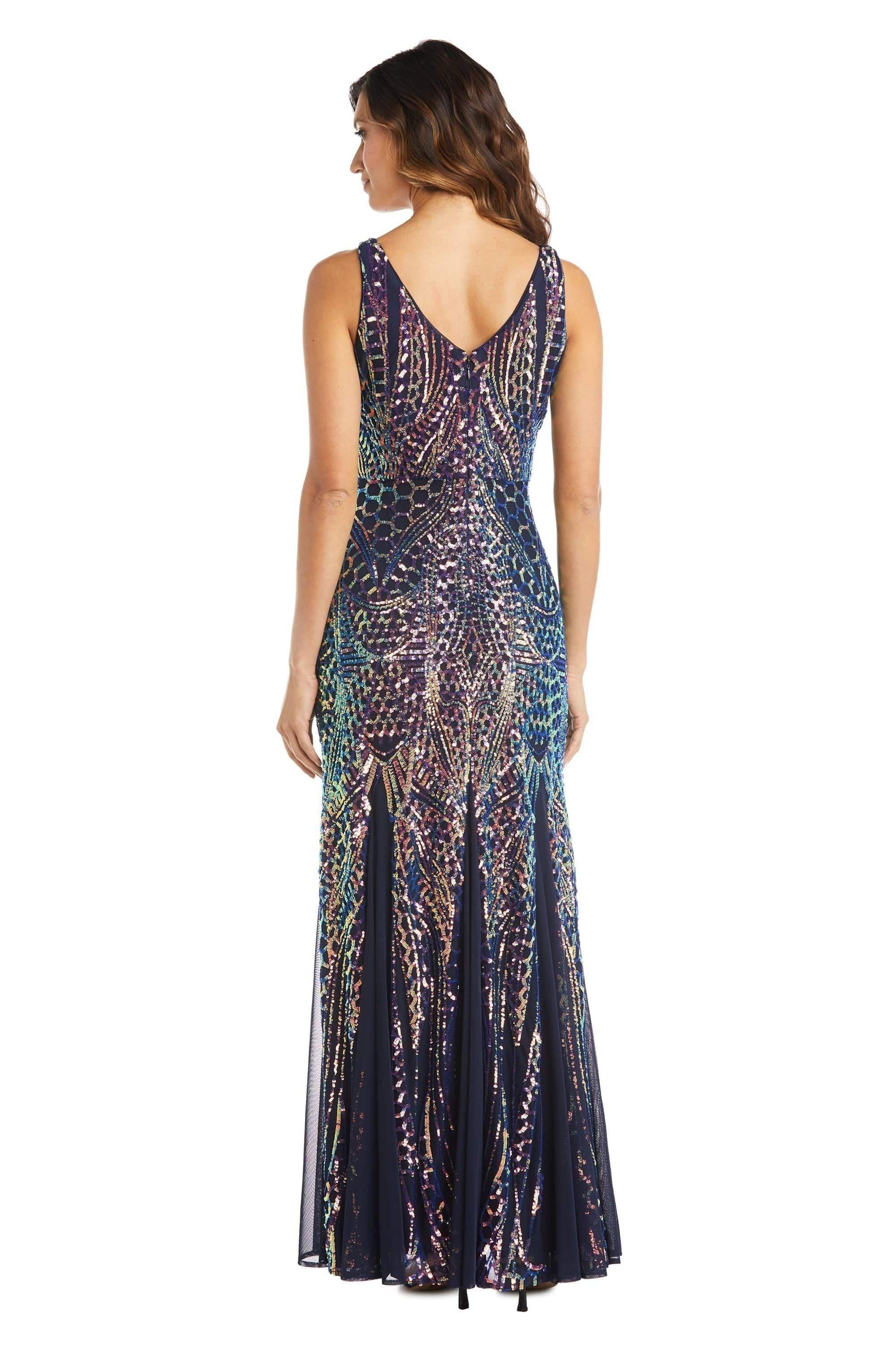 Deep V-neck Spaghetti Strap Blue Sequin Dress - Power Day Sale