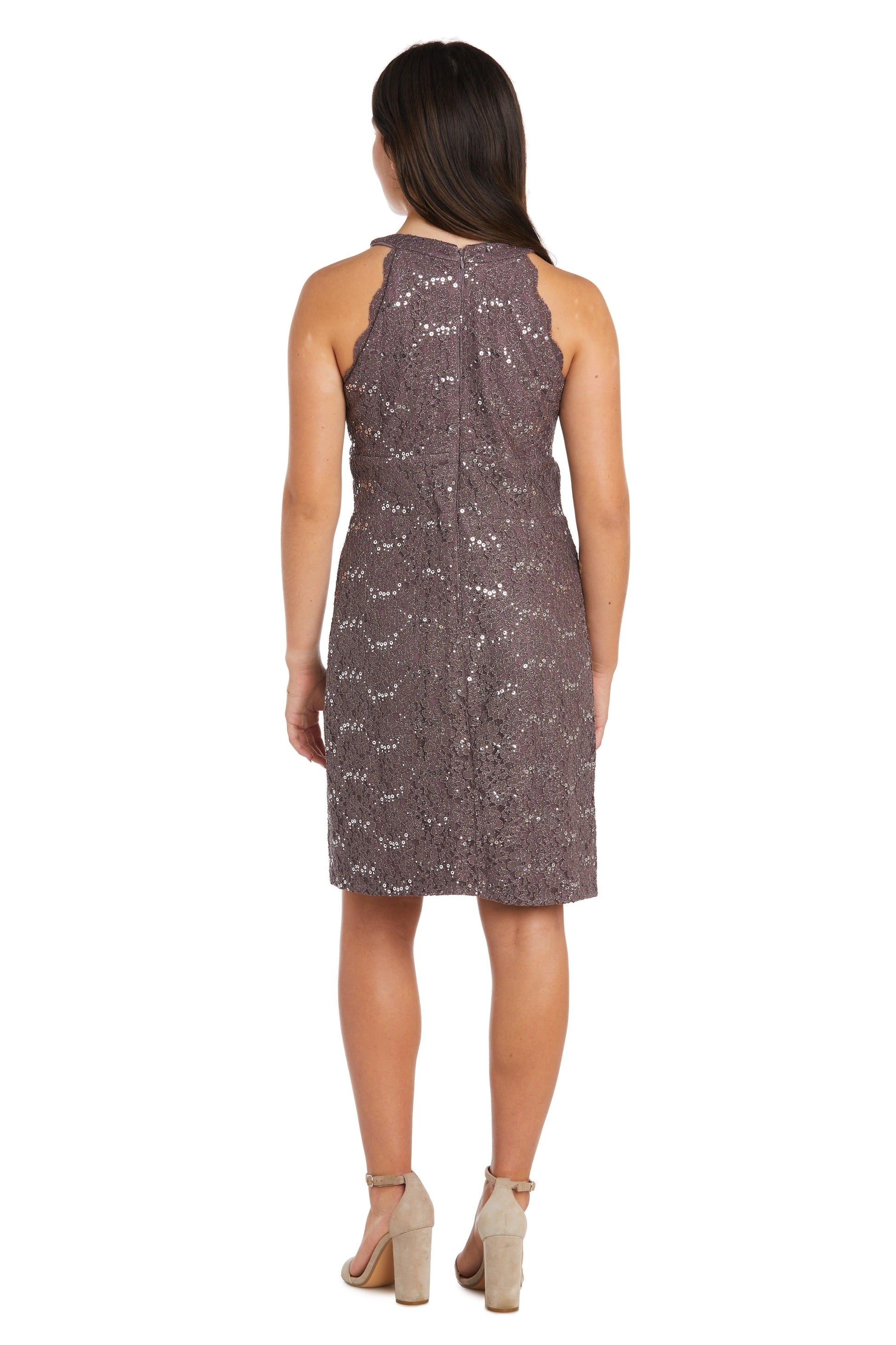 Nightway Short Halter Lace Cocktail Dress 22045 - The Dress Outlet