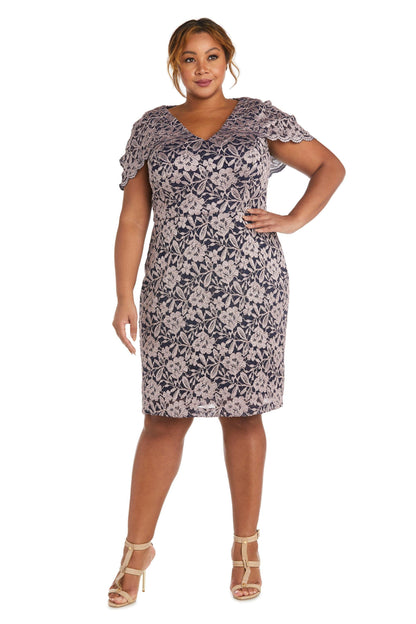 Nightway Short Plus Size Cocktail Lace Dress 22046W - The Dress Outlet