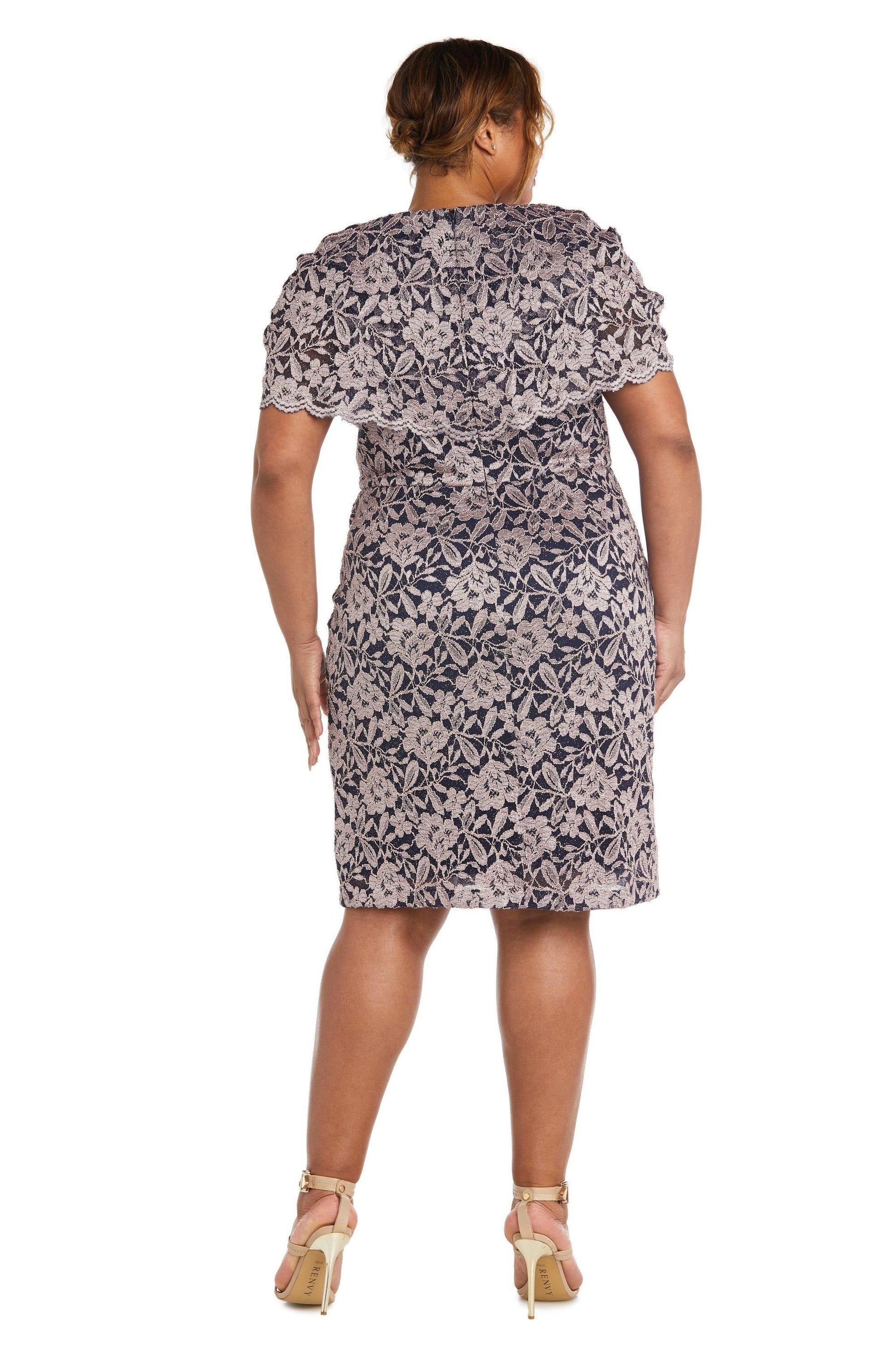 Nightway Short Plus Size Cocktail Lace Dress 22046W