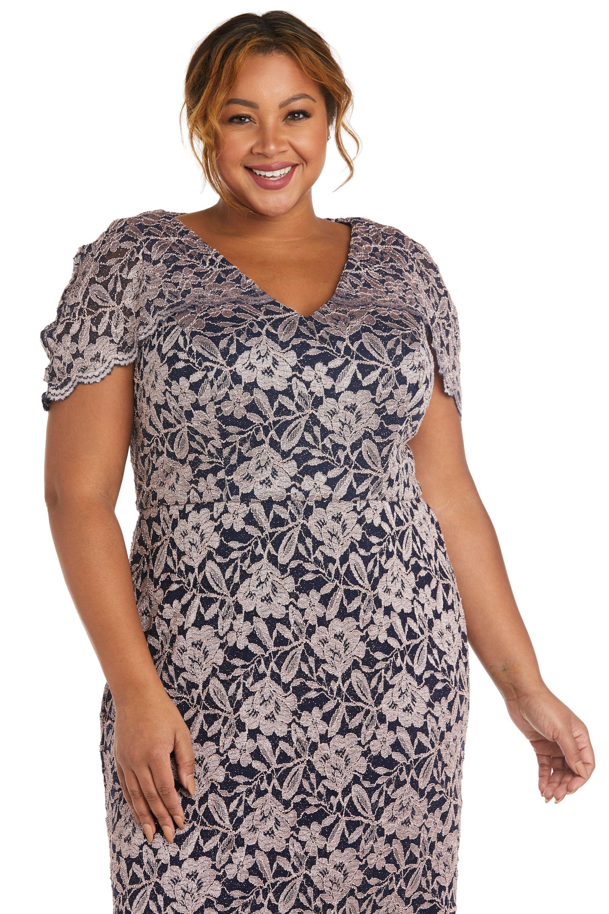 Nightway Short Plus Size Cocktail Lace Dress 22046W - The Dress Outlet
