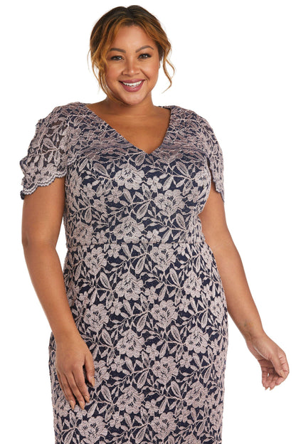 Nightway Short Plus Size Cocktail Lace Dress 22046W - The Dress Outlet