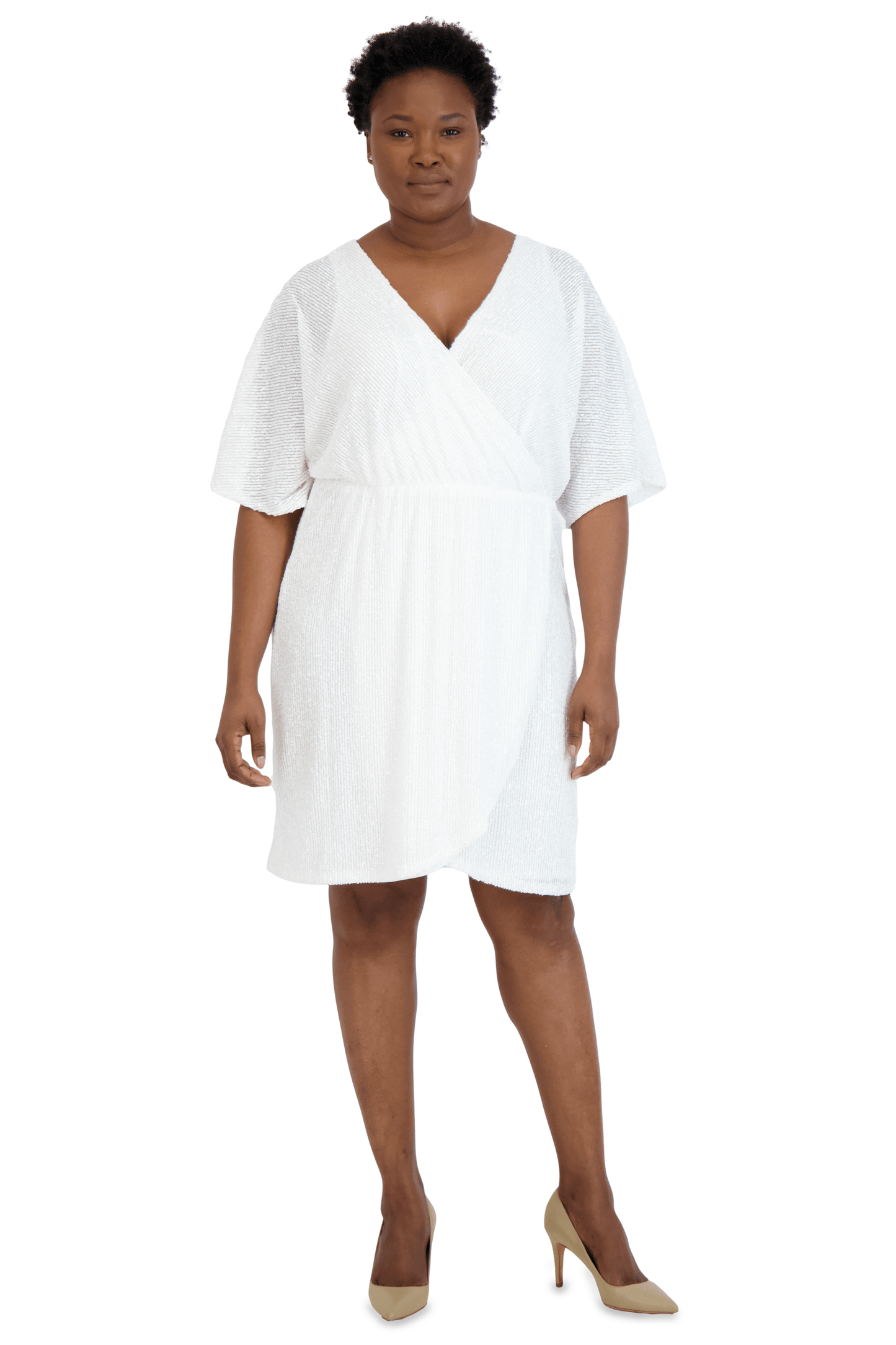 Nightway Short Plus Size Wrap Cocktail Dress 22105W - The Dress Outlet