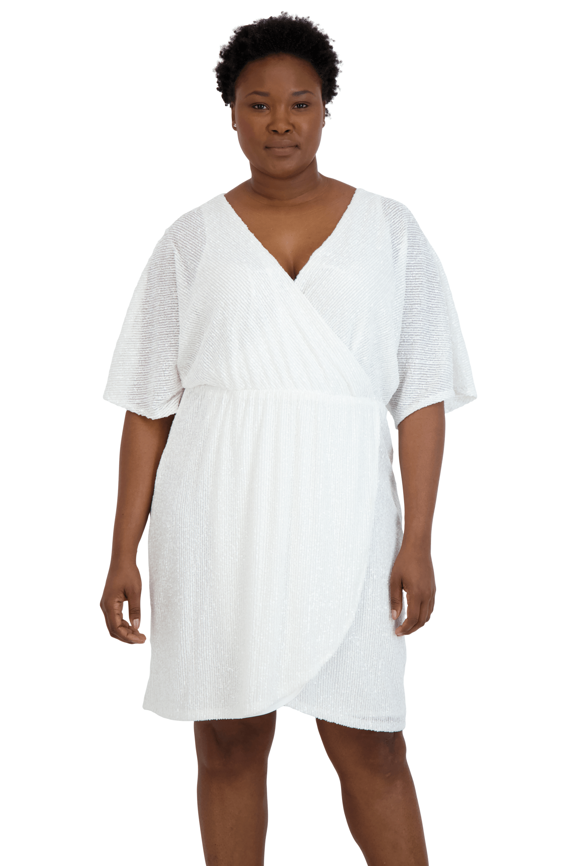 Nightway Short Plus Size Wrap Cocktail Dress 22105W - The Dress Outlet