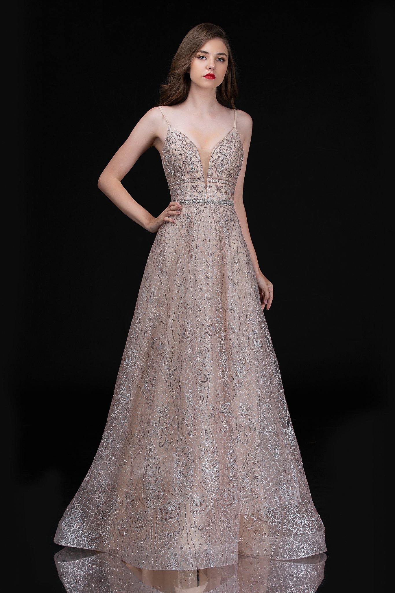 Nina Canacci Prom Long Metallic Evening Dress 8187 - The Dress Outlet