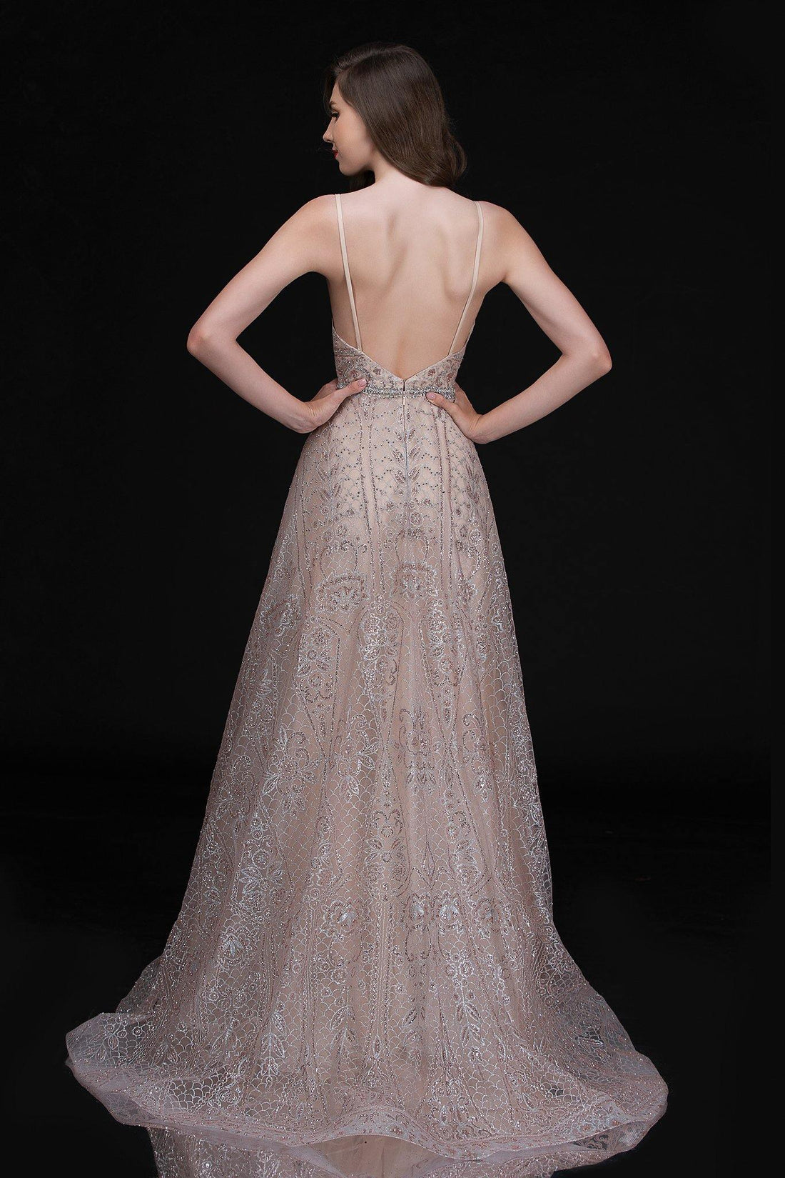 Rose Gold Nina Canacci Prom Long Metallic Evening Dress 8187 for $498.0 ...