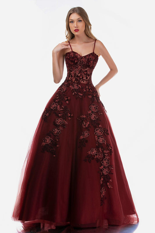 Nina Canacci Prom Long Spaghetti Strap Ball Gown 2245 - The Dress Outlet
