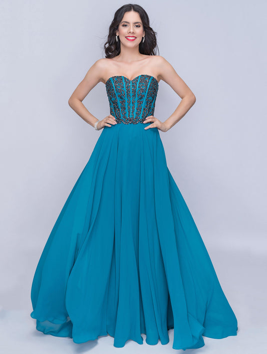 Nina Canacci Prom Long Strapless Beaded Dress 3140 - The Dress Outlet