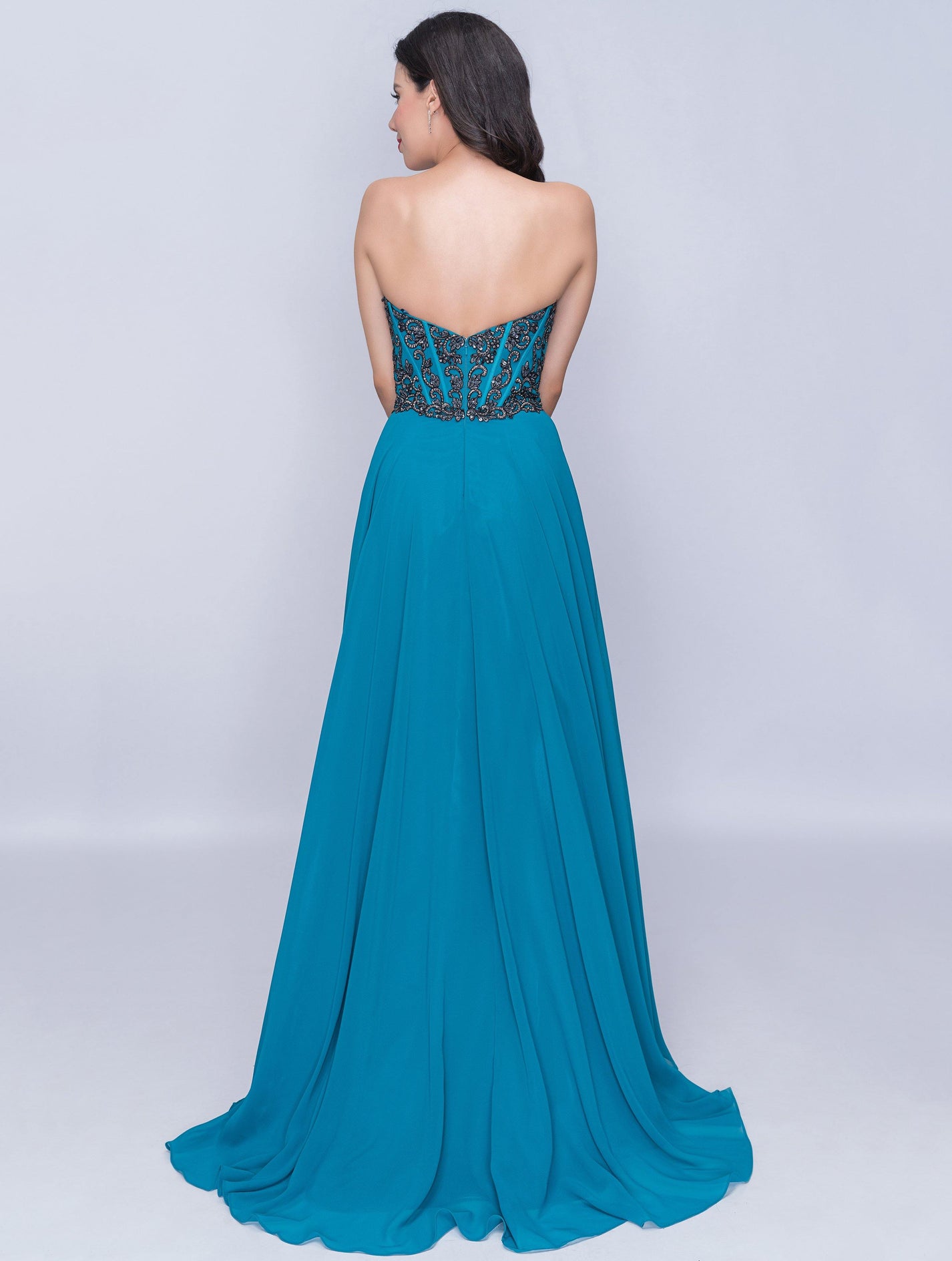 Nina Canacci Prom Long Strapless Beaded Dress 3140 - The Dress Outlet