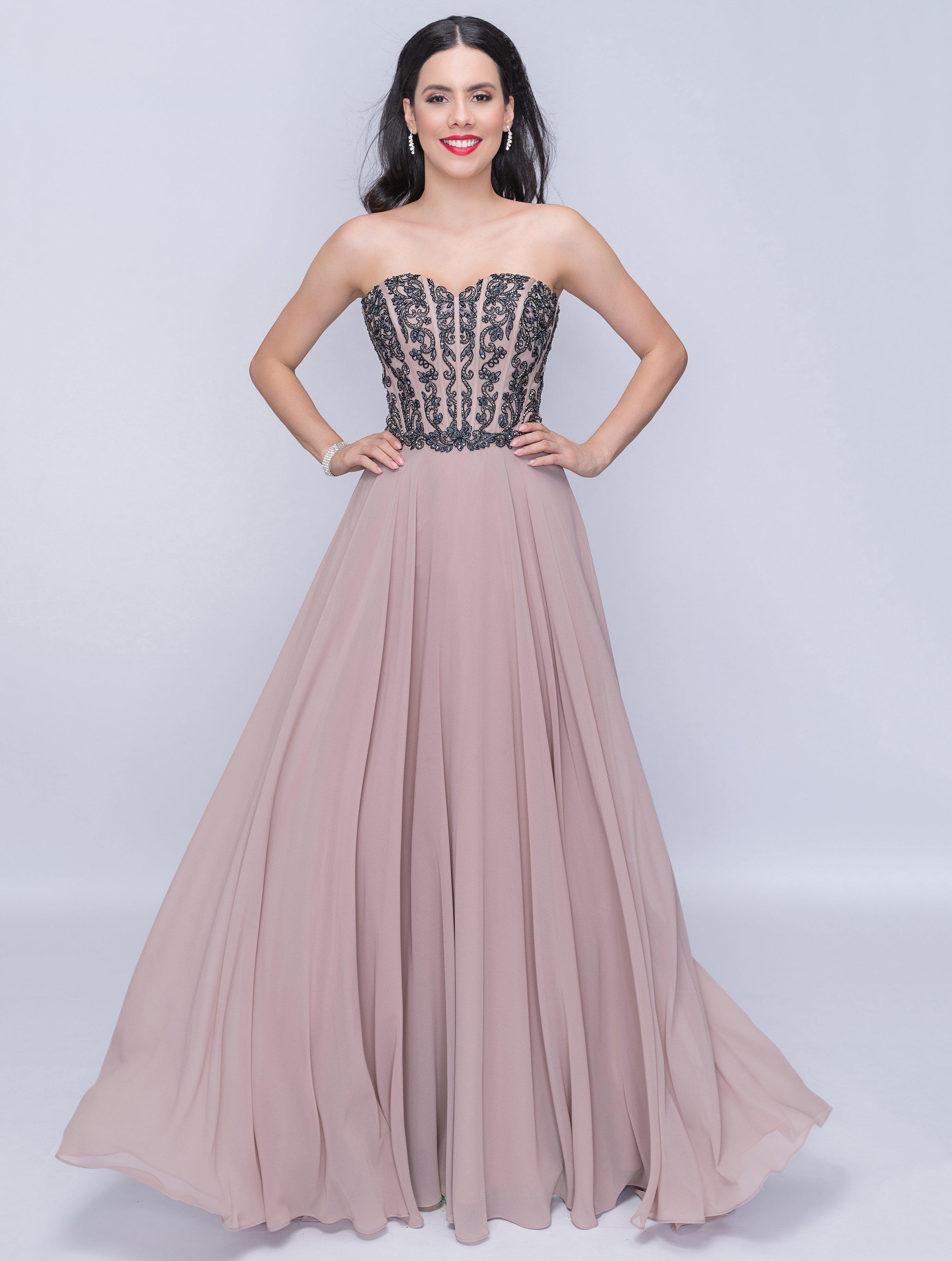 Nina Canacci Prom Long Strapless Beaded Dress 3140 - The Dress Outlet