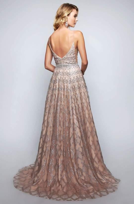 Rose Gold Nina Canacci Prom Spaghetti Straps Long Gown 8172 for $398.0 – The Dress Outlet