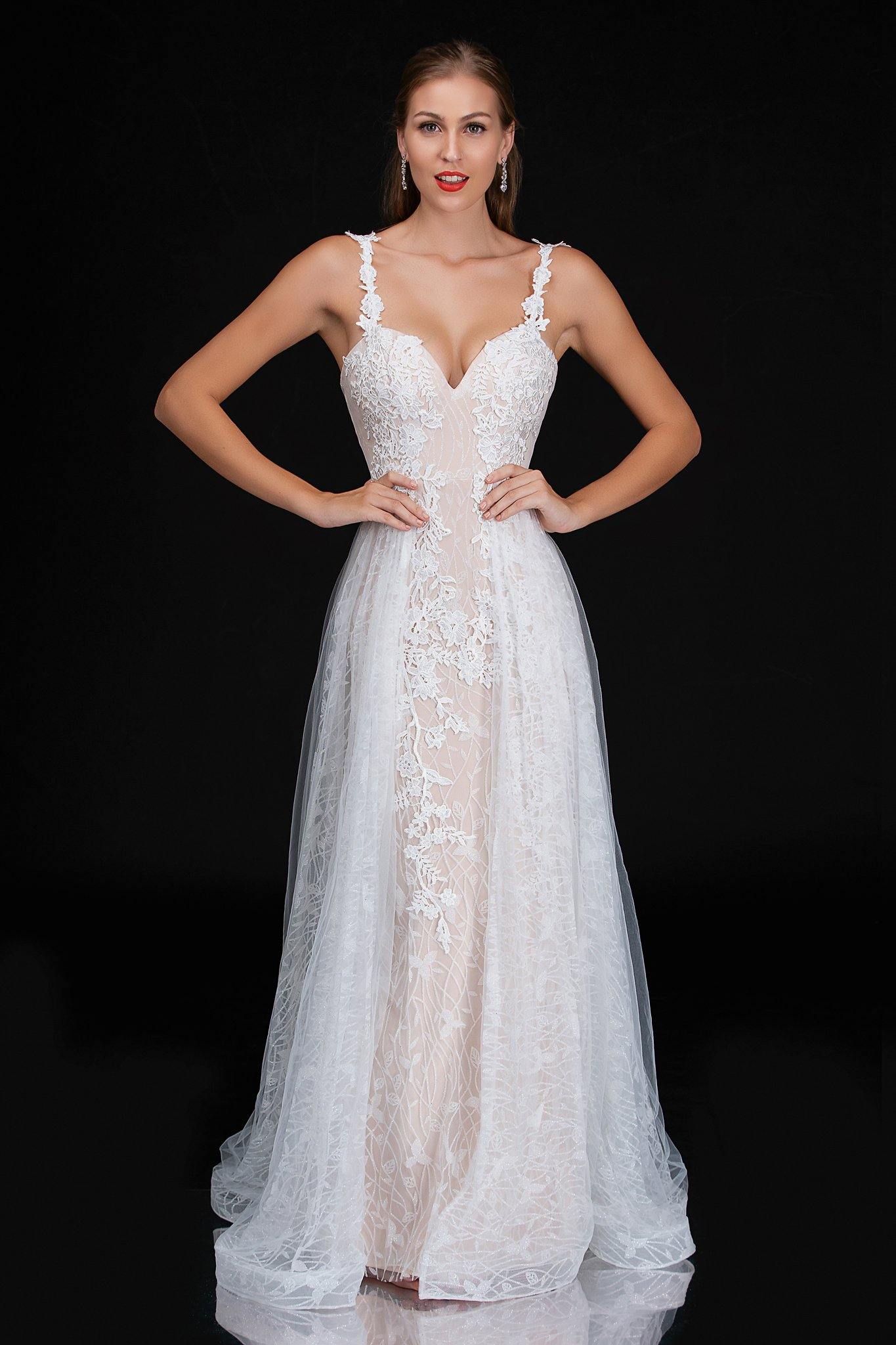 Nina Canacci Simple Lace Wedding Long Dress 3159 - The Dress Outlet