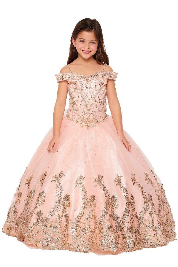 Off Shoulder A-Line Flower Girls Dress - Blue / 14 Off Shoulder A-Line Flower Girls Dress - Blue / 14