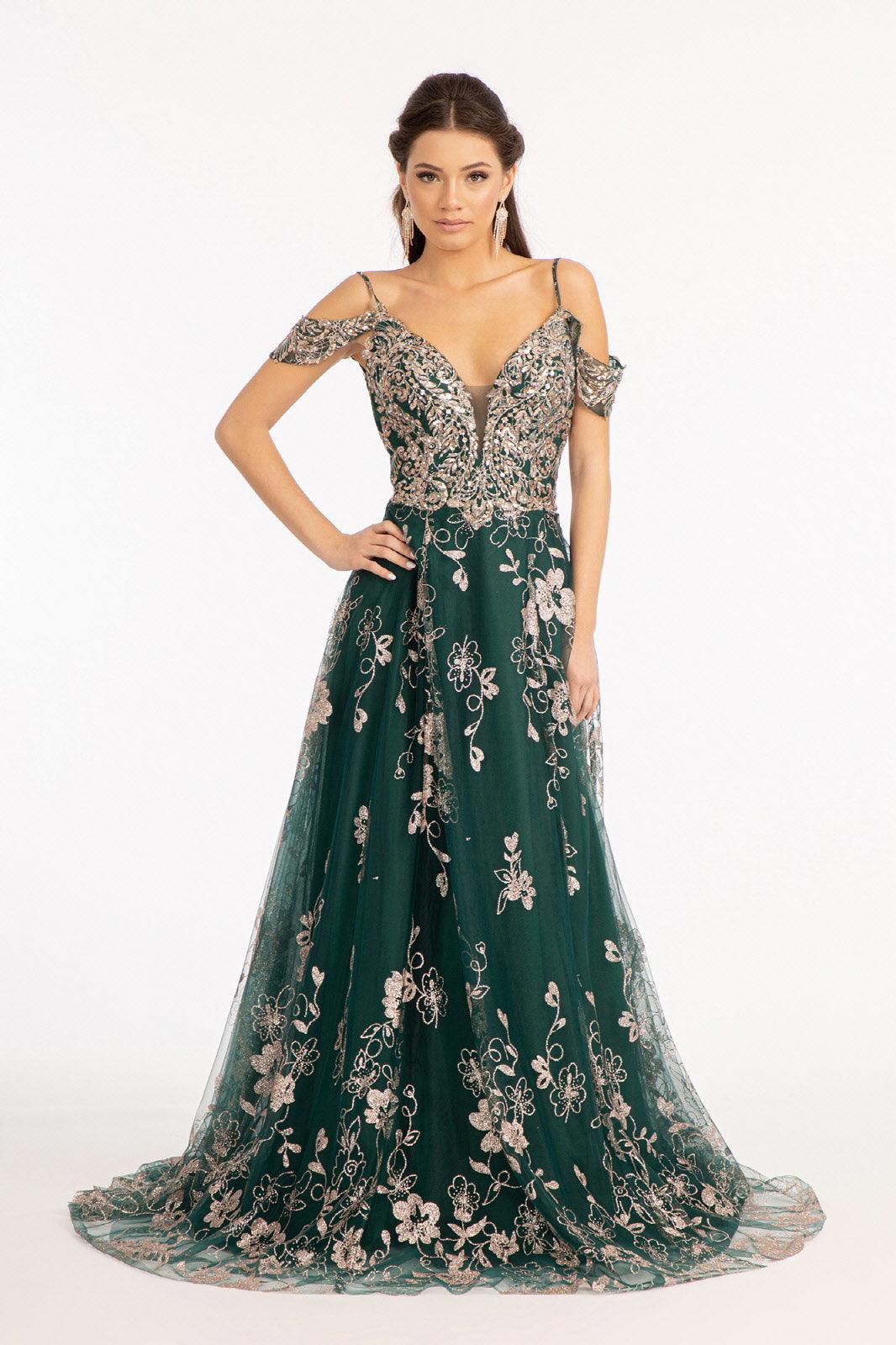 Off Shoulder  A-line Long Prom Dress