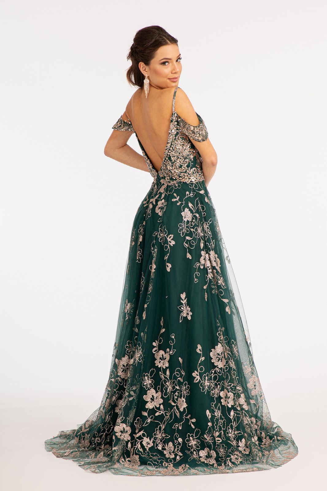 Off Shoulder  A-line Long Prom Dress