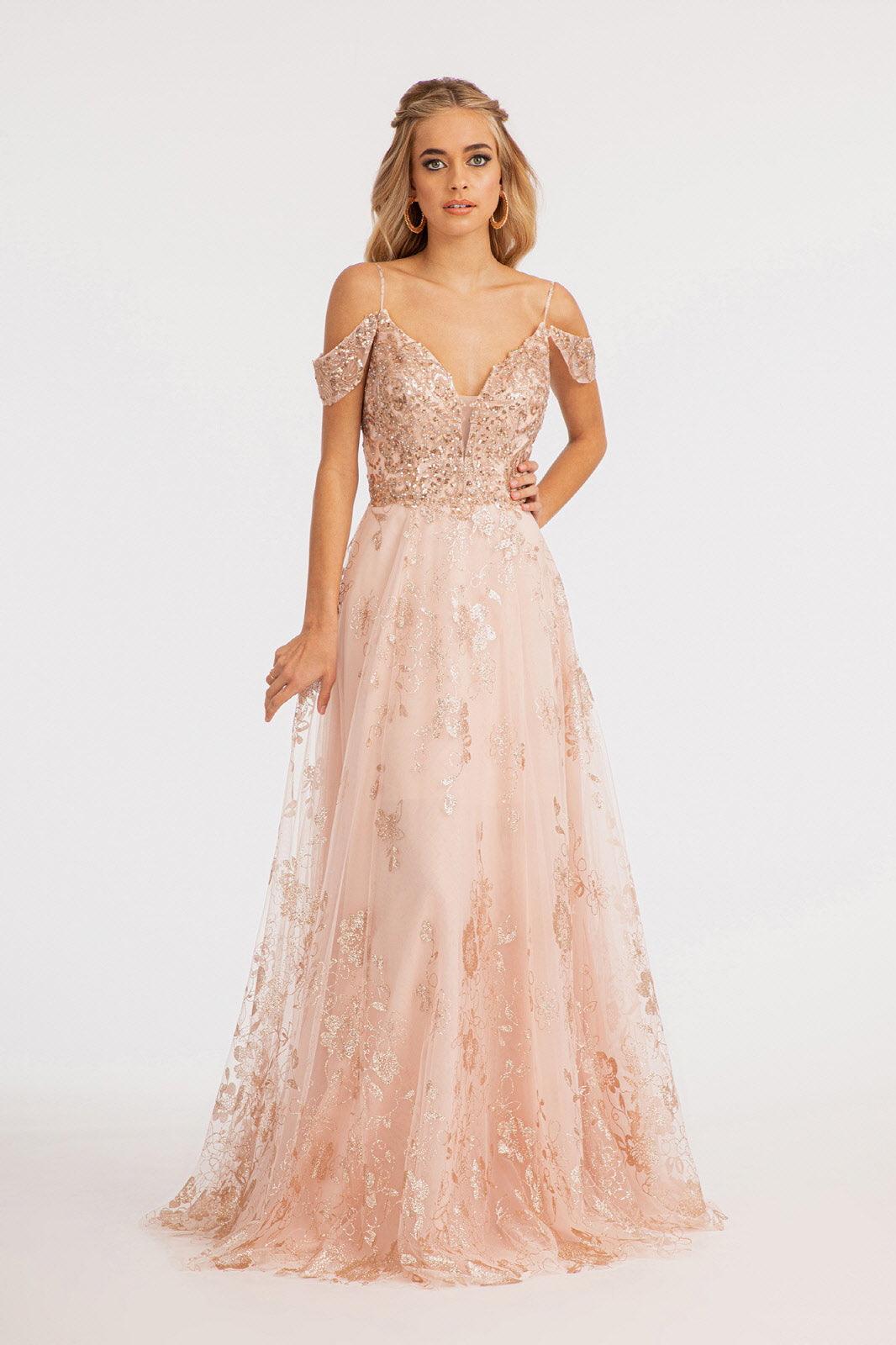 Off Shoulder  A-line Long Prom Dress