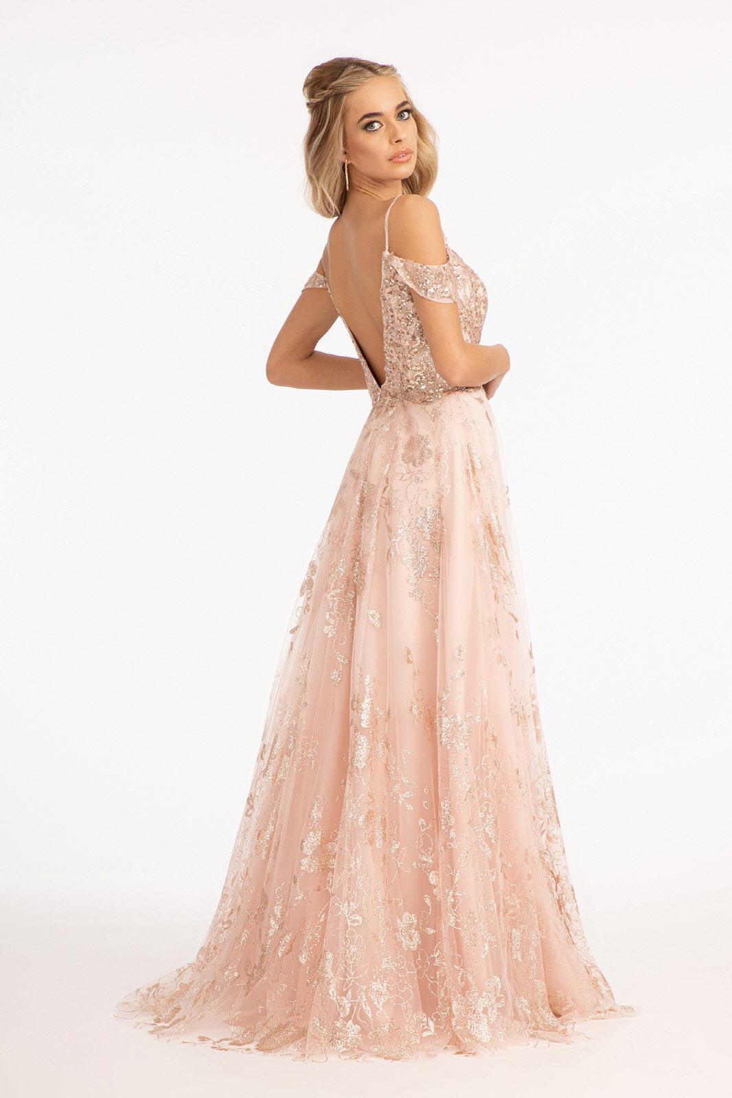 Off Shoulder  A-line Long Prom Dress - The Dress Outlet
