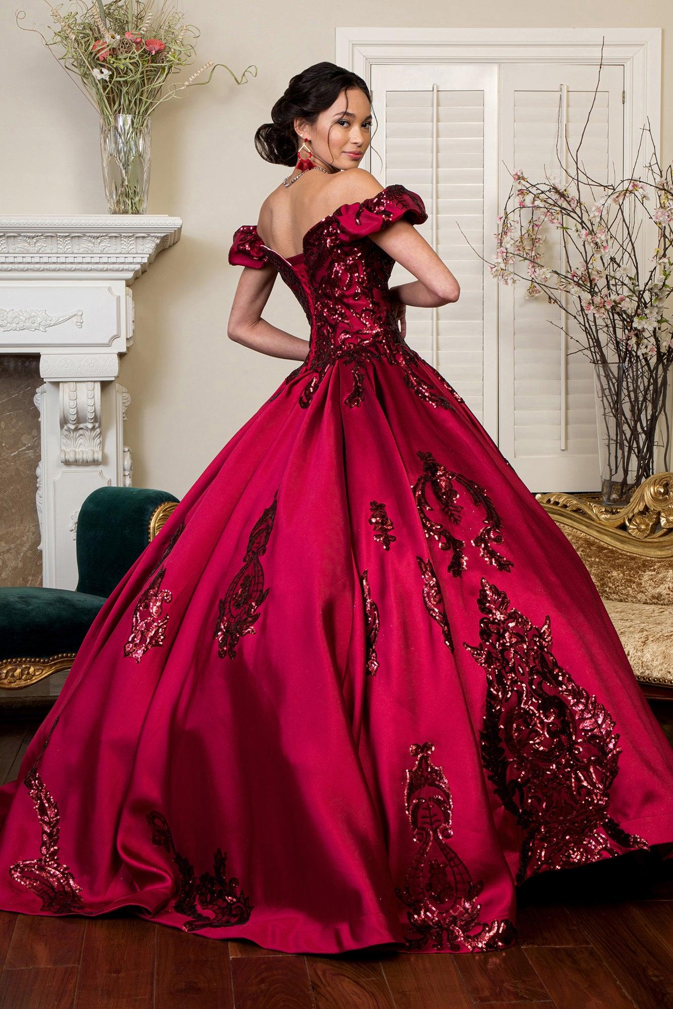Off Shoulder Ball Gown Long Quinceanera Dress