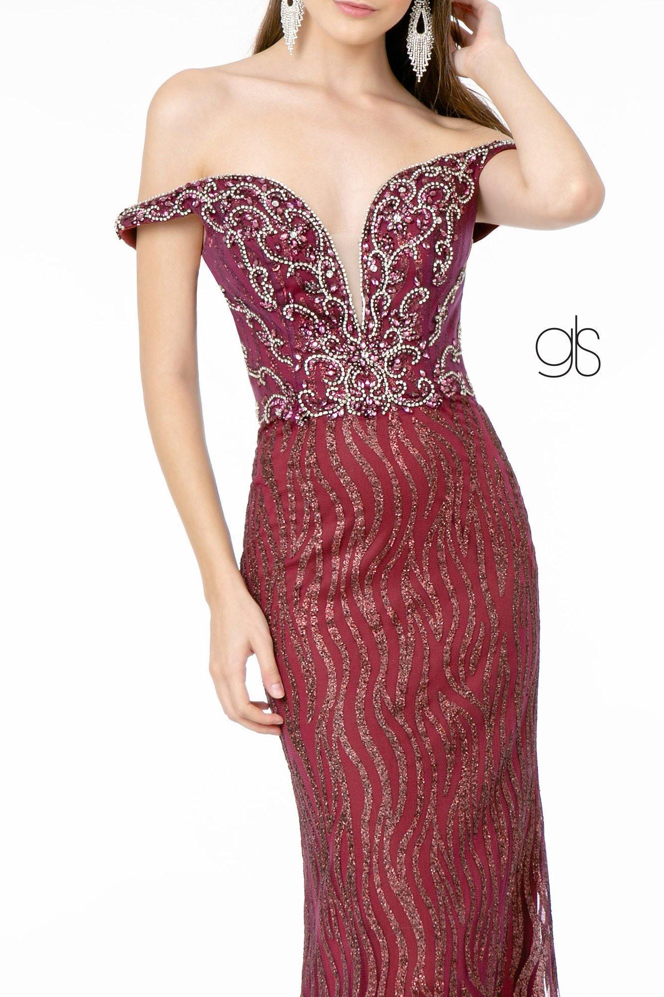 Off Shoulder Glitter Long Prom Dress Sale