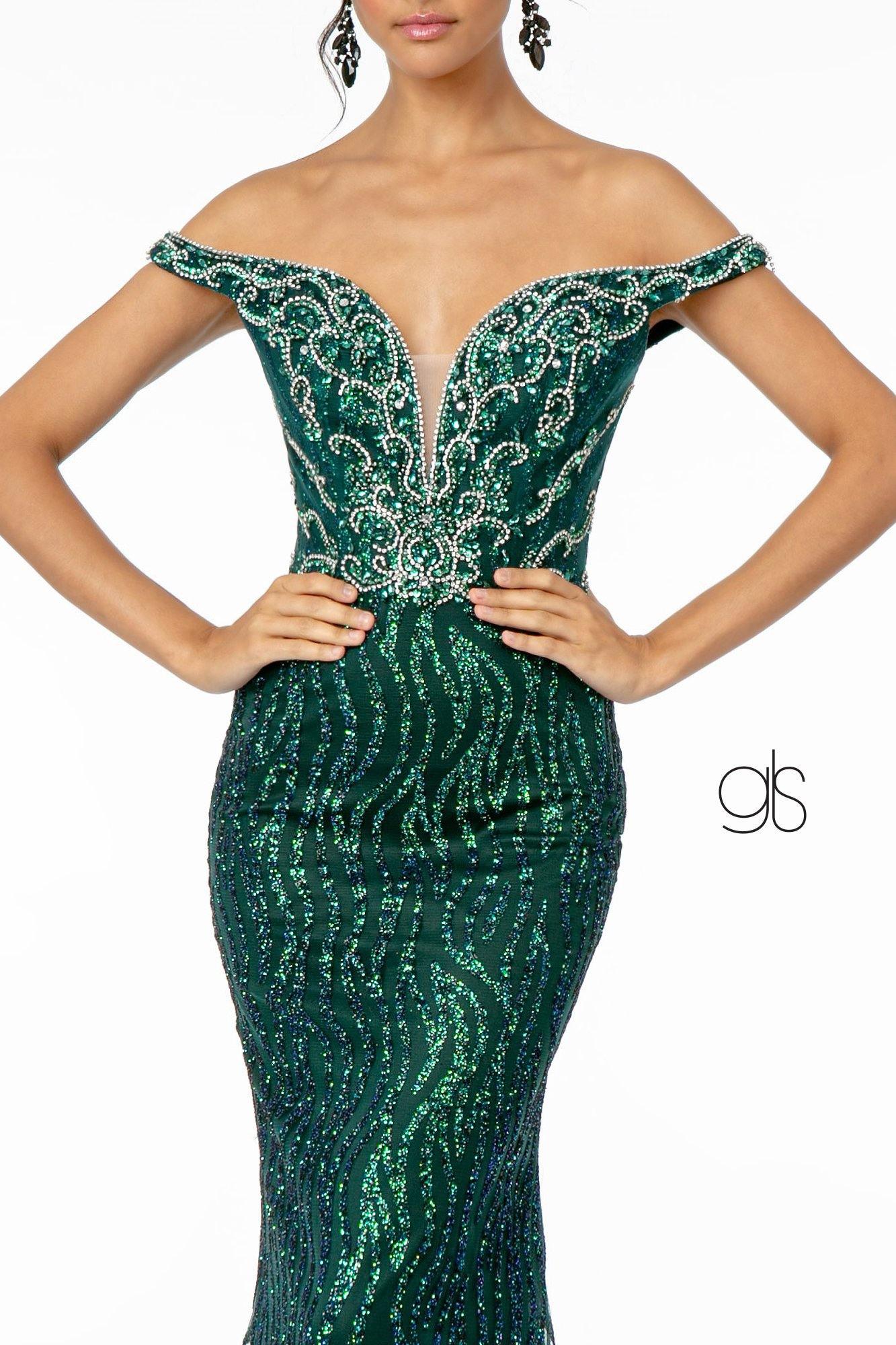 Off Shoulder Glitter Long Prom Dress Sale
