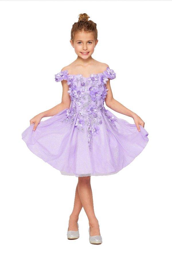 Off Shoulder Knee Length Flower Girls Dress - Dusty Rose / 6 Off Shoulder Knee Length Flower Girls Dress - Dusty Rose / 6