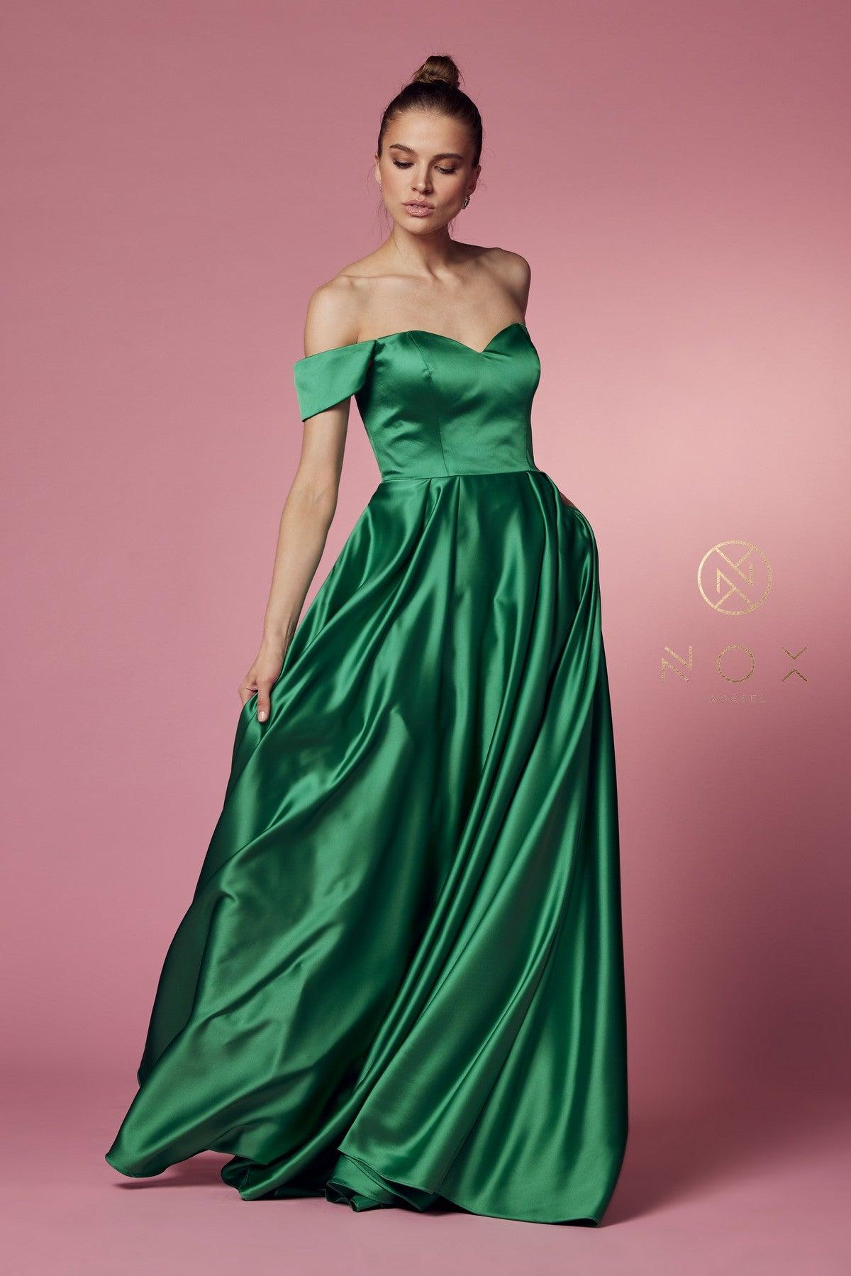 Off Shoulder Long A-Line Long Prom Dress