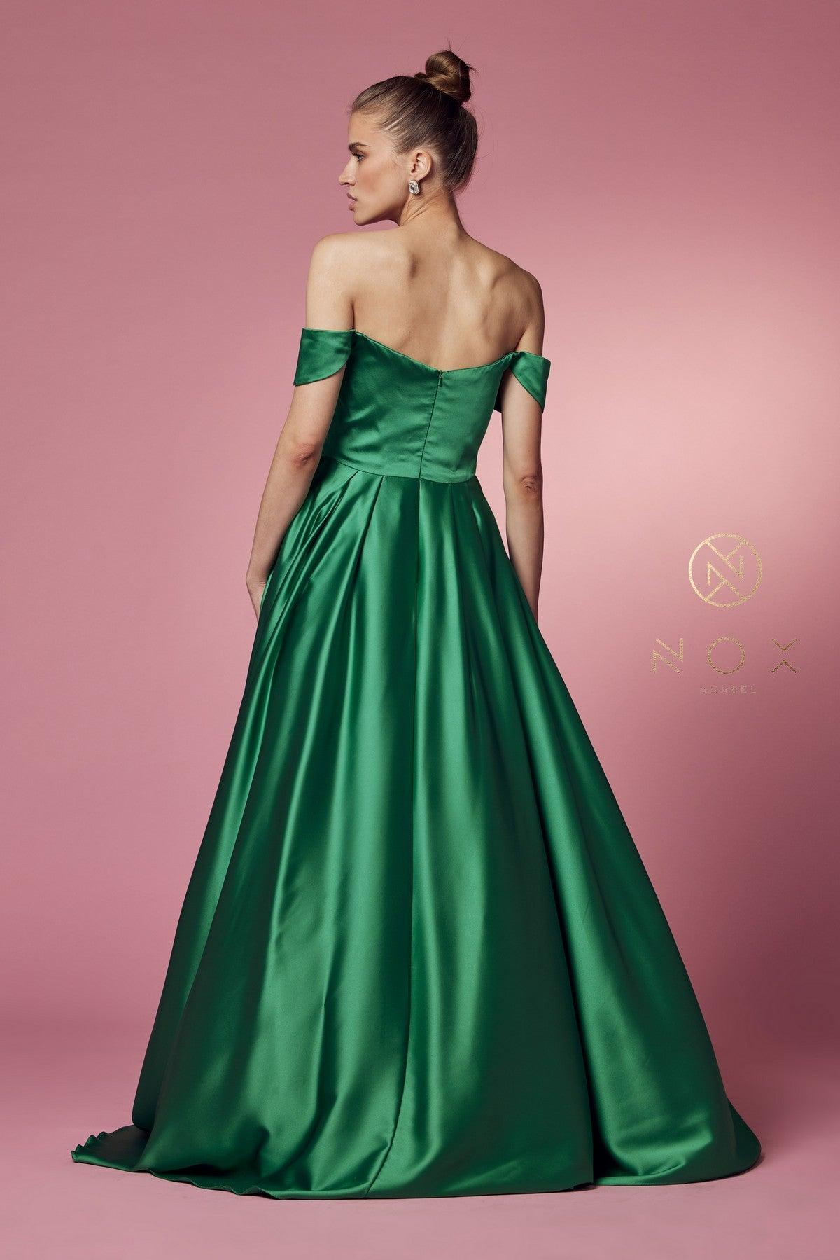 Off Shoulder Long A-Line Long Prom Dress