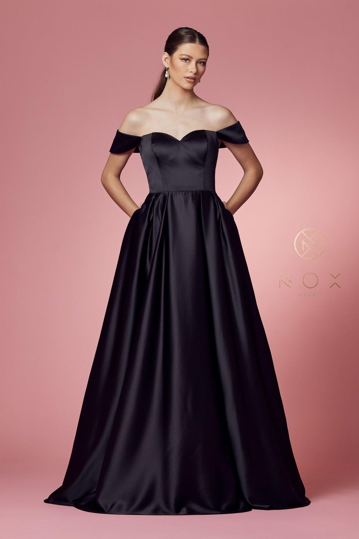 Off Shoulder Long A-Line Long Prom Dress - The Dress Outlet
