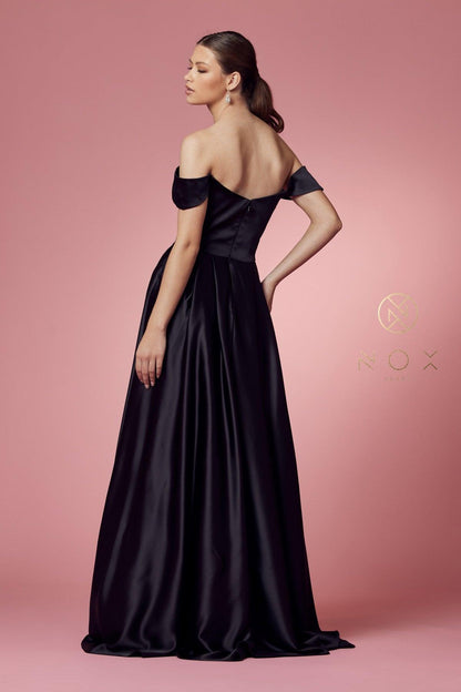 Off Shoulder Long A-Line Long Prom Dress - The Dress Outlet