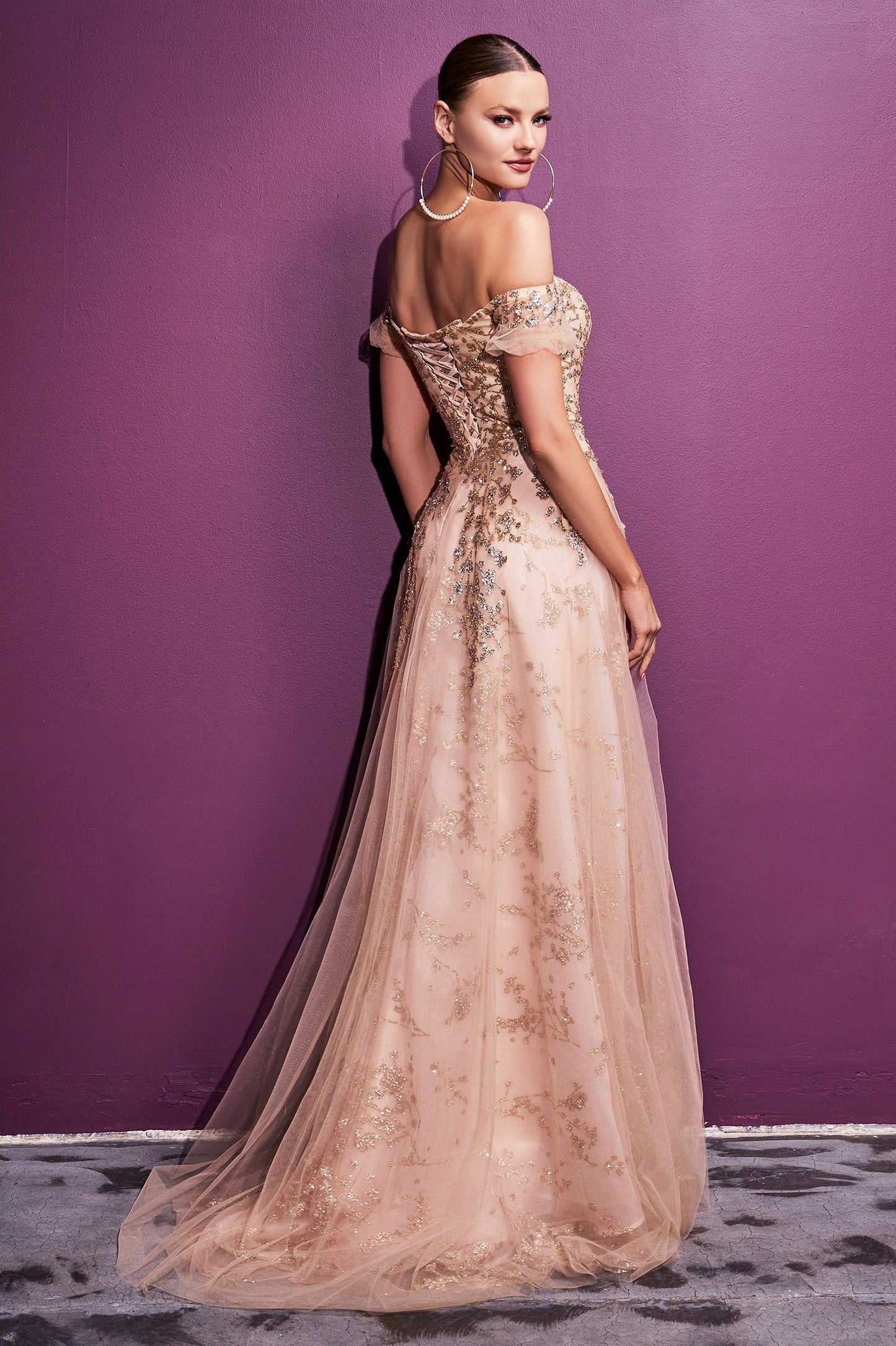 Off Shoulder Long Evening Dress - The Dress Outlet