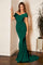 Off Shoulder Long Fitted Stretch Dress - The Dress Outlet