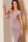 Off Shoulder Long Fitted Stretch Dress - The Dress Outlet