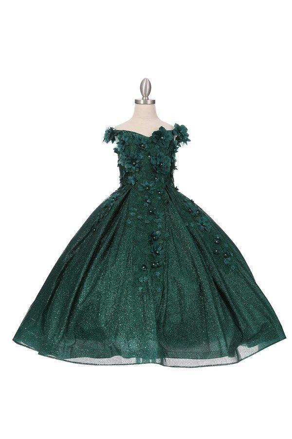 Off Shoulder Long Glower Girls Dress