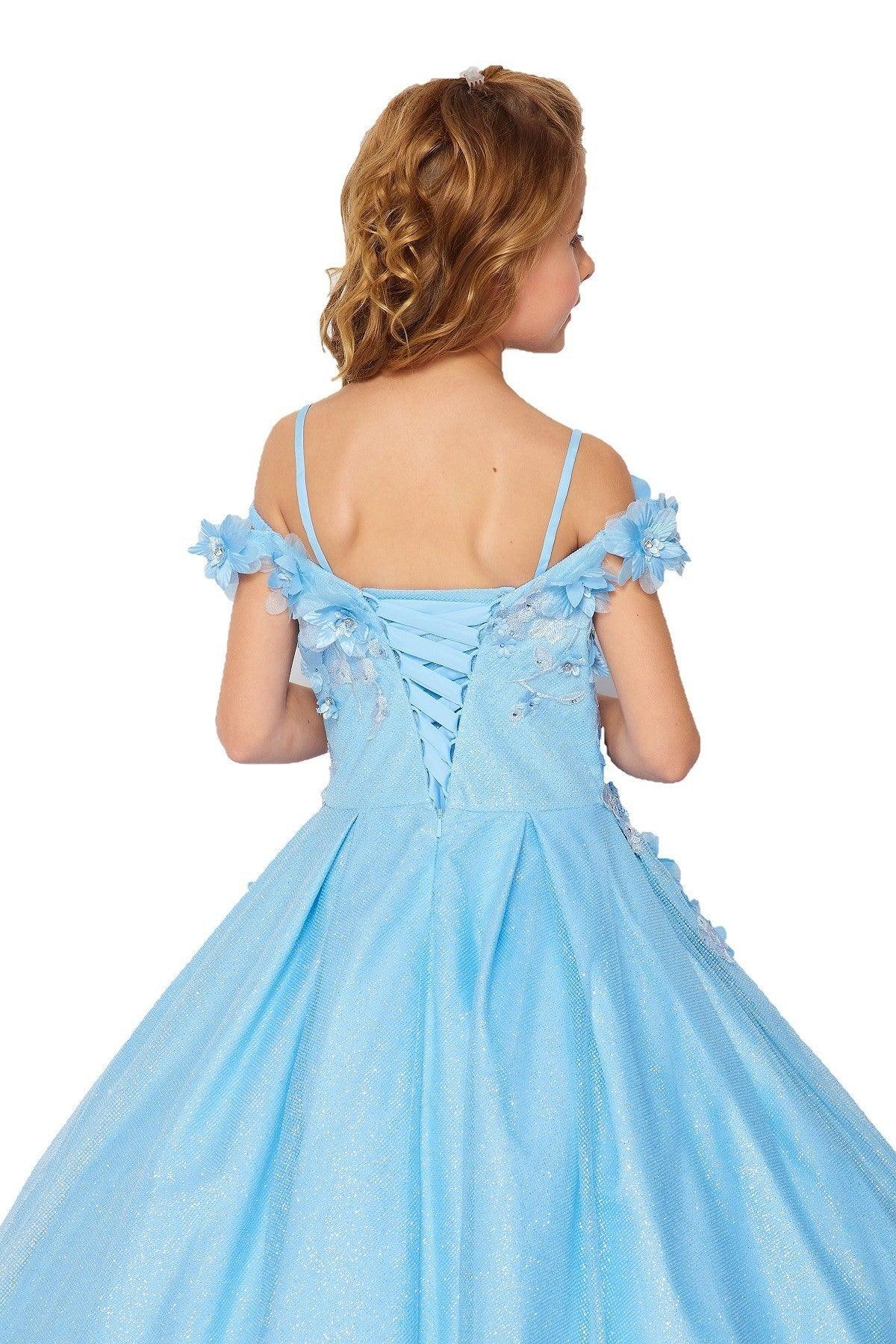 Off Shoulder Long Glower Girls Dress
