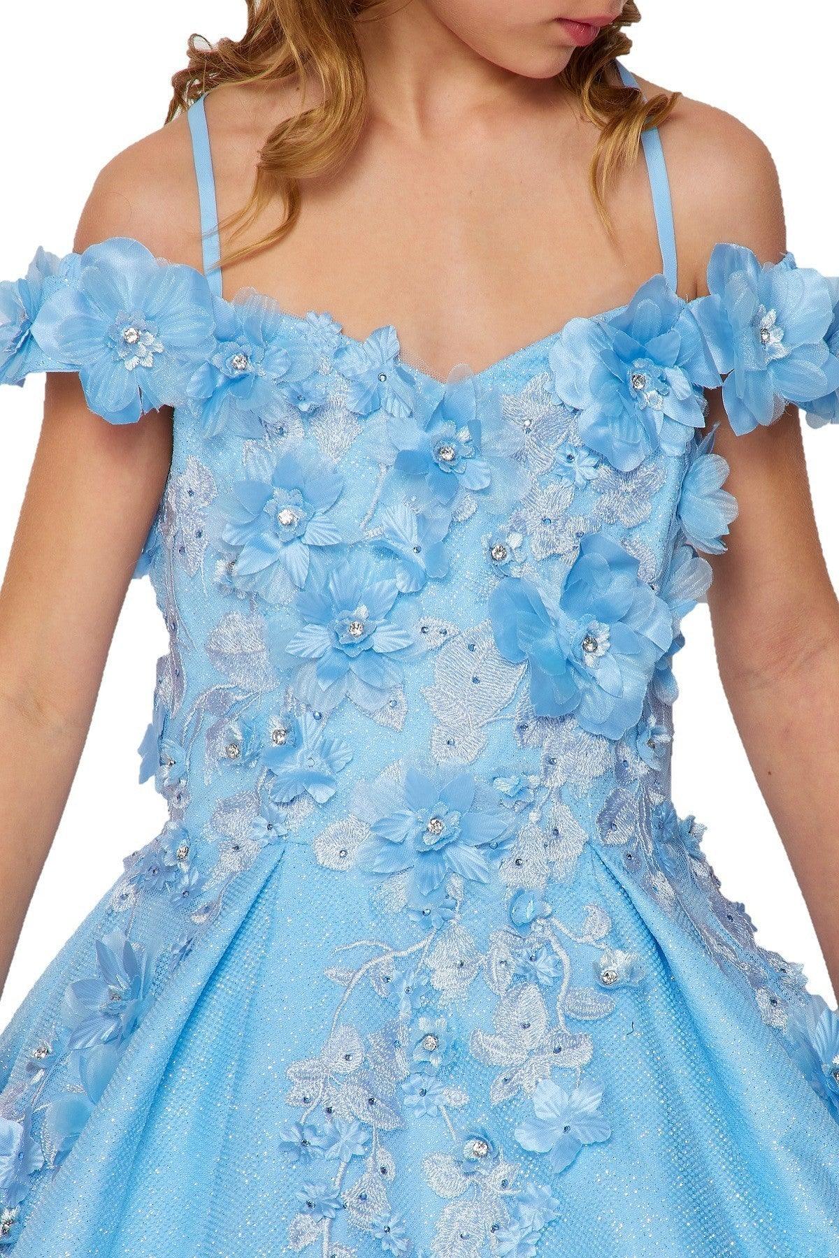 Off Shoulder Long Glower Girls Dress