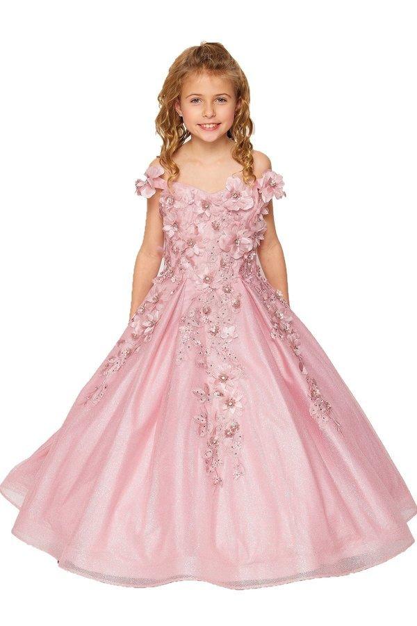 Off Shoulder Long Glower Girls Dress