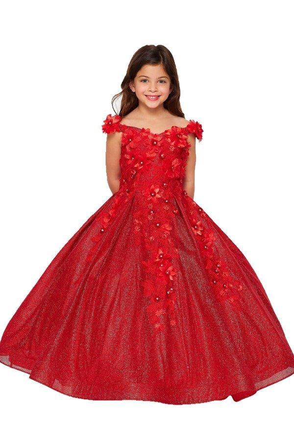 Off Shoulder Long Glower Girls Dress