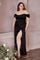 Off Shoulder Long Plus Size Prom Dress Black
