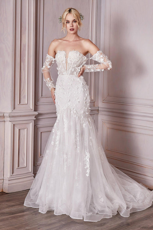 Off White Cinderella Divine CD977W Off Shoulder Long Trail Off White Cinderella Divine CD977W Off Shoulder Long Trail
