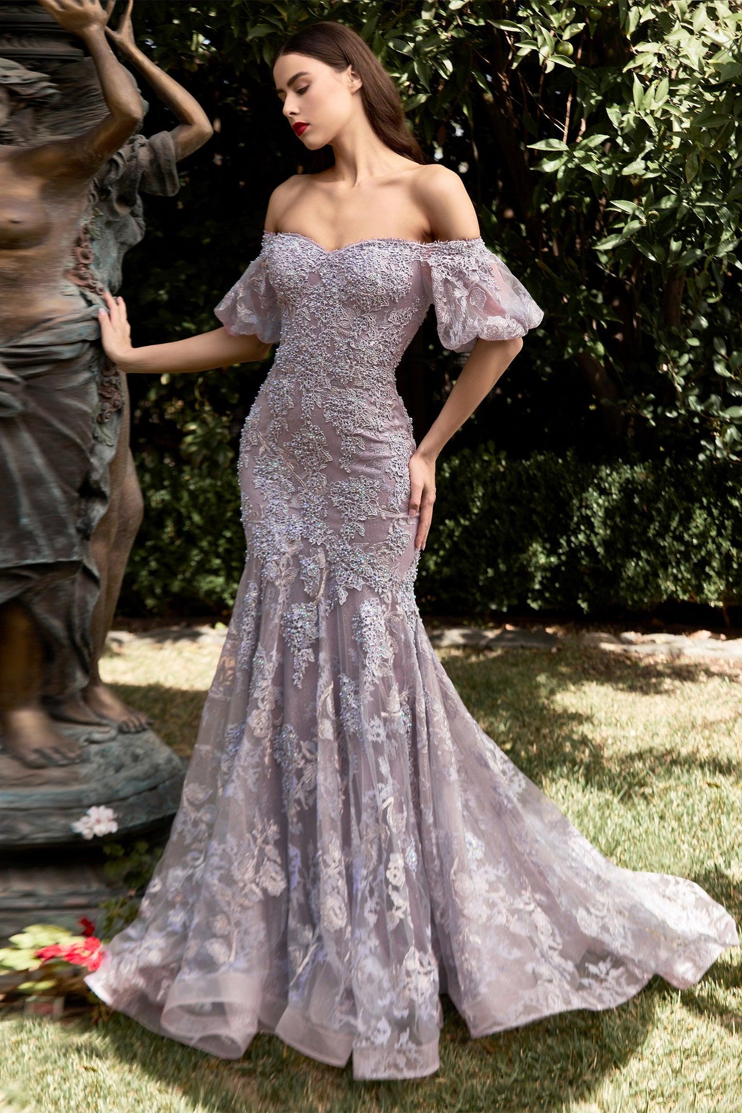 Off Shoulder Mermaid Long Prom Gown - The Dress Outlet