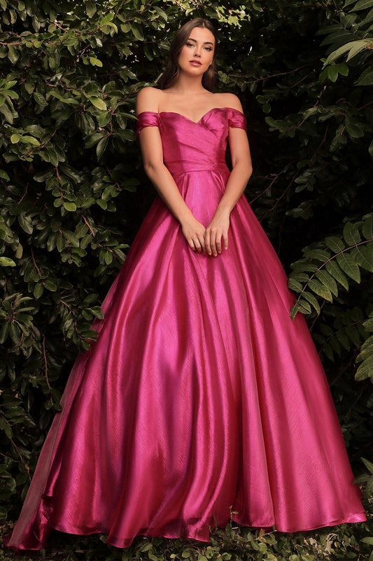 Off Shoulder Prom Long A Line Ball Gown - The Dress Outlet