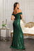 Off Shoulder Sequined Mermaid Evening Dress - The Dress Outlet