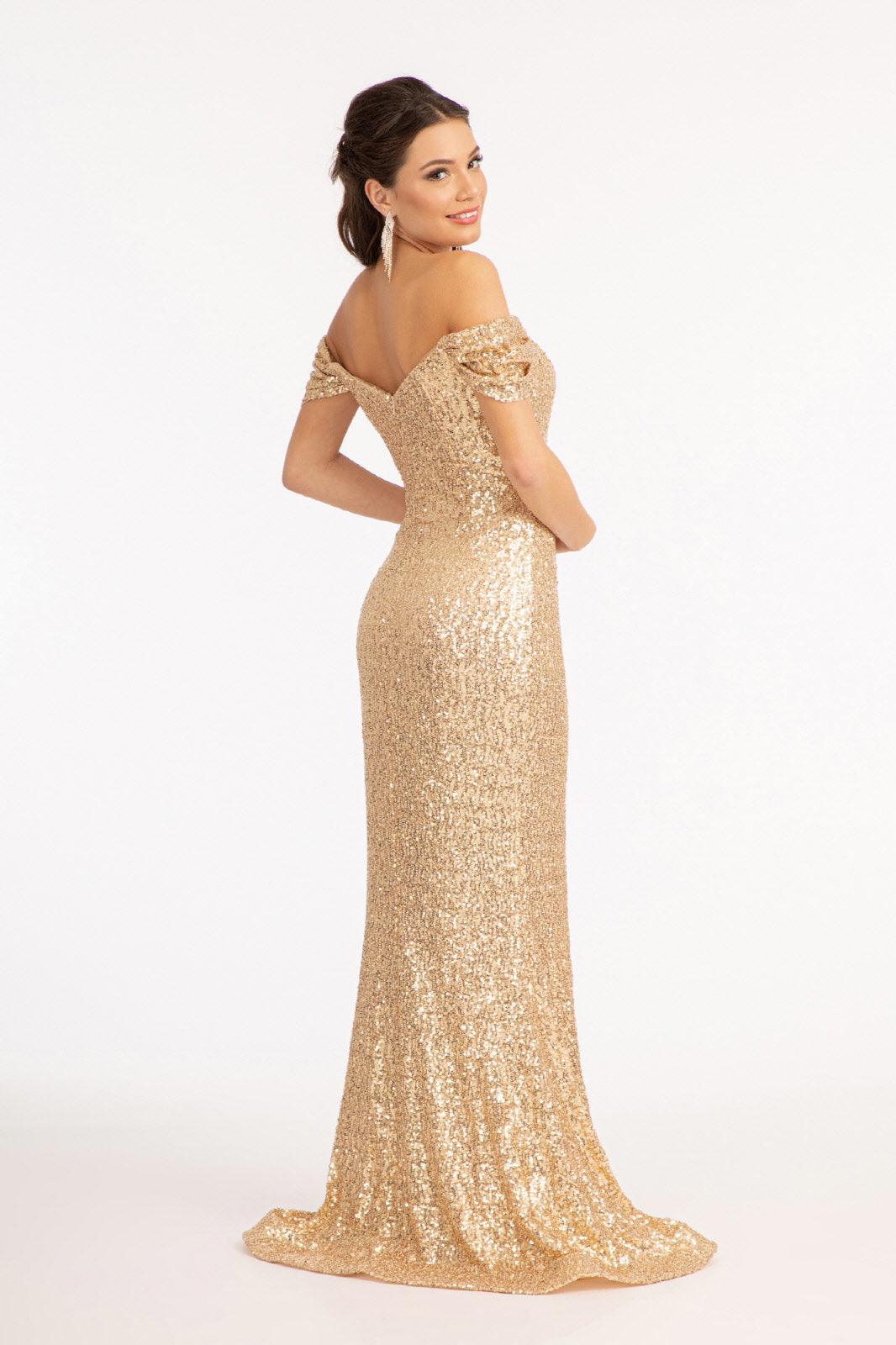 Off Shoulder Sequined Mermaid Evening Dress