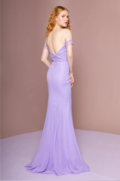 Off The Shoulder Long Evening Gown - The Dress Outlet Elizabeth K