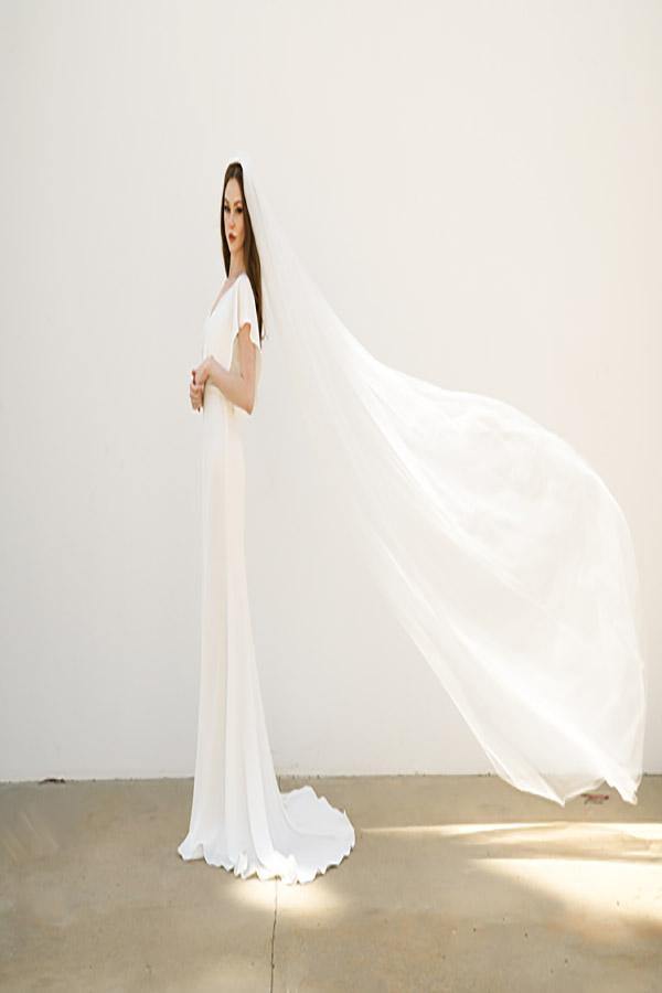 One Layer Long Wedding Bridal Veil - The Dress Outlet
